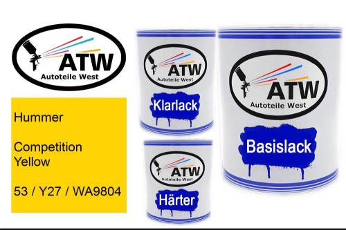 Hummer, Competition Yellow, 53 / Y27 / WA9804: 1L Lackdose + 1L Klarlack + 500ml Härter - Set, von ATW Autoteile West.